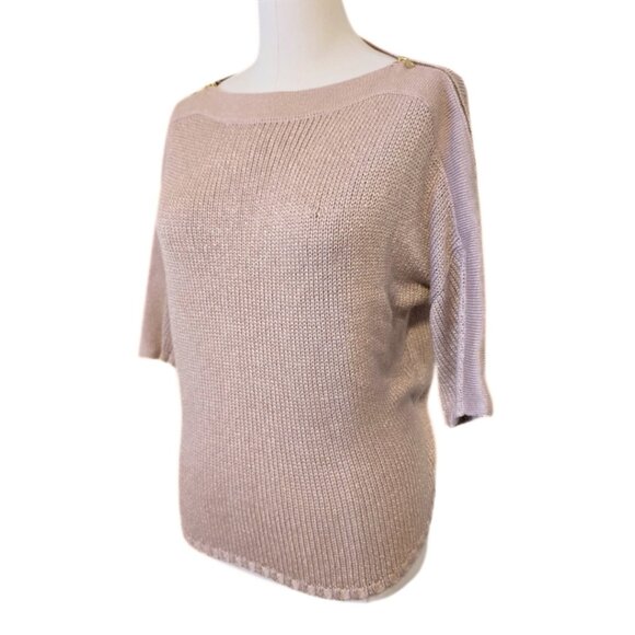 Dusty Pink GAP Knit Top w Zippers Short Sleeve Pastel Cute Womens T Shirt Size M - Picture 3 of 10